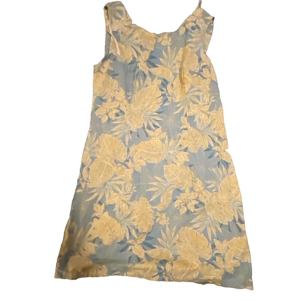 Aloha Republic Hawaiian Sun Dress  XL Sleeveless Light Blue Floral Cotton USA